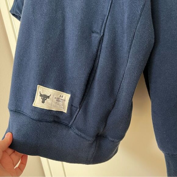Under Armour Project Rock Mens XL Hoodie Sweatshirt Blood Sweat Respect Blue - Picture 6 of 13